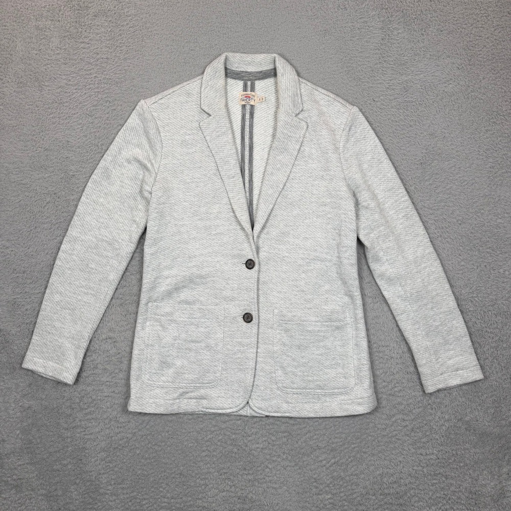 Faherty Brand Womens Light Gray Knit Blazer Two Button Patch Pocket Jacket XS